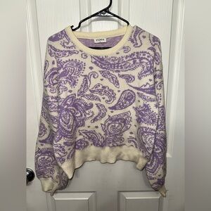 Storia Cream and Purple Paisley Sweater
